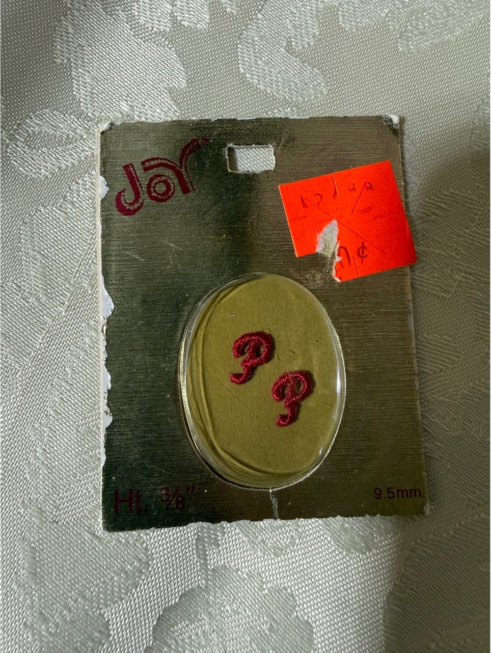 Vintage Joy Iron-On Monogram Letter P Patches Red Embroidery 3/8” NOS